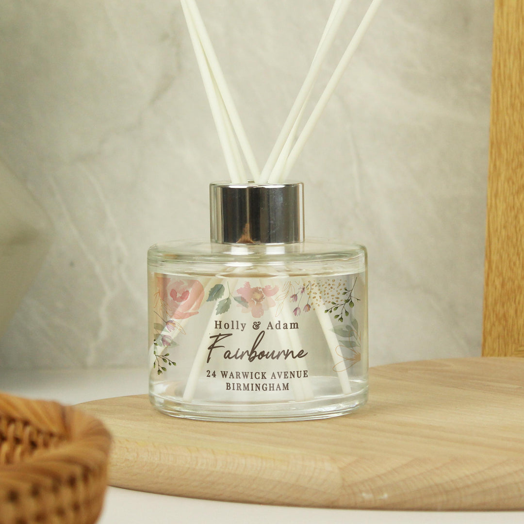 Personalised Floral Watercolour Reed Diffuser – alternative view
