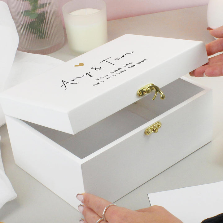 Personalised Gold Heart White Memory Box, The Personal Shop, personalised gifts