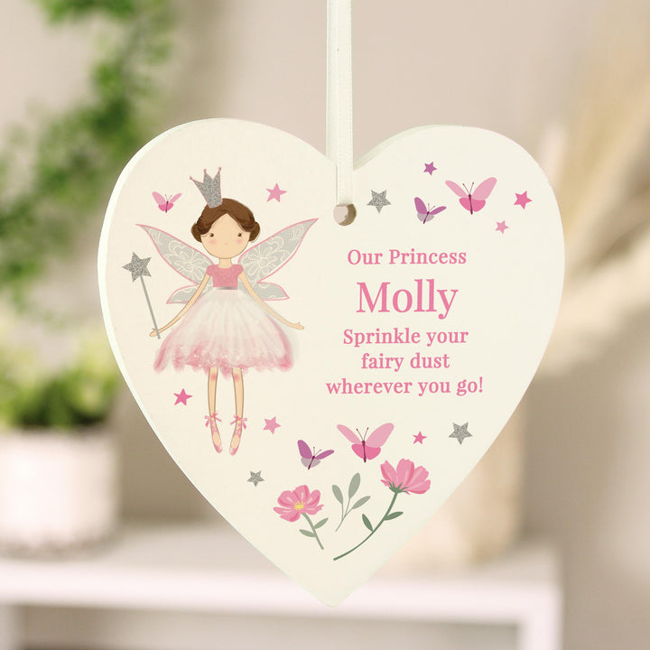 Personalised Fairy Princess Hanging Heart Ornament – alternative view
