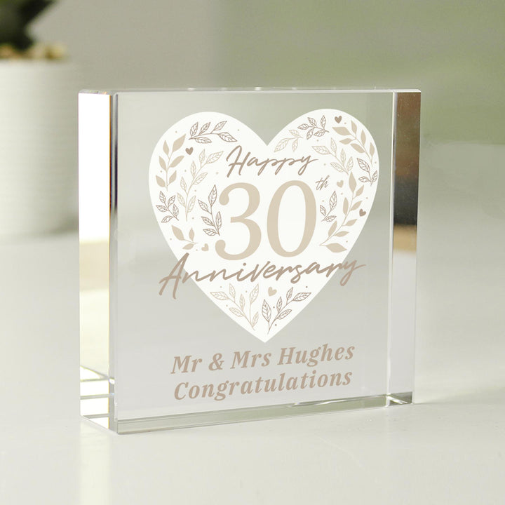Personalised 30th Pearl Wedding Anniversary Crystal Token – alternative view