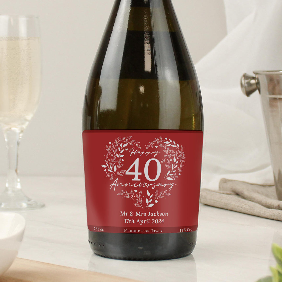 Personalised 40th Ruby Wedding Anniversary Prosecco – alternative view