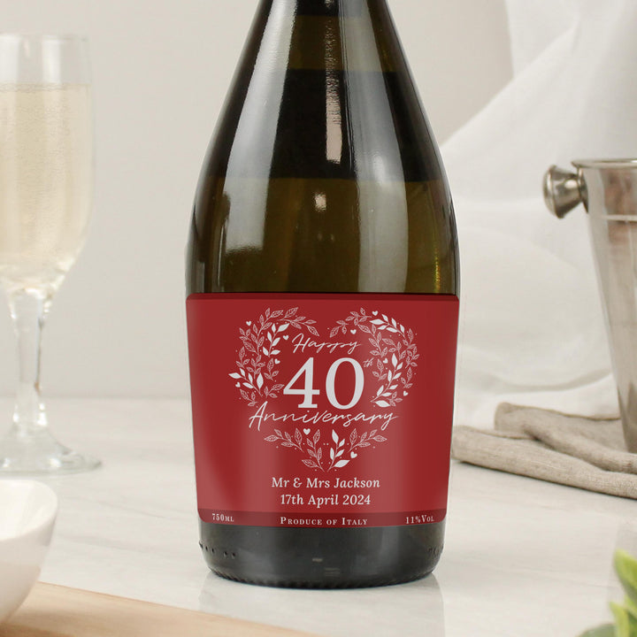 Personalised 40th Ruby Wedding Anniversary Prosecco – alternative view