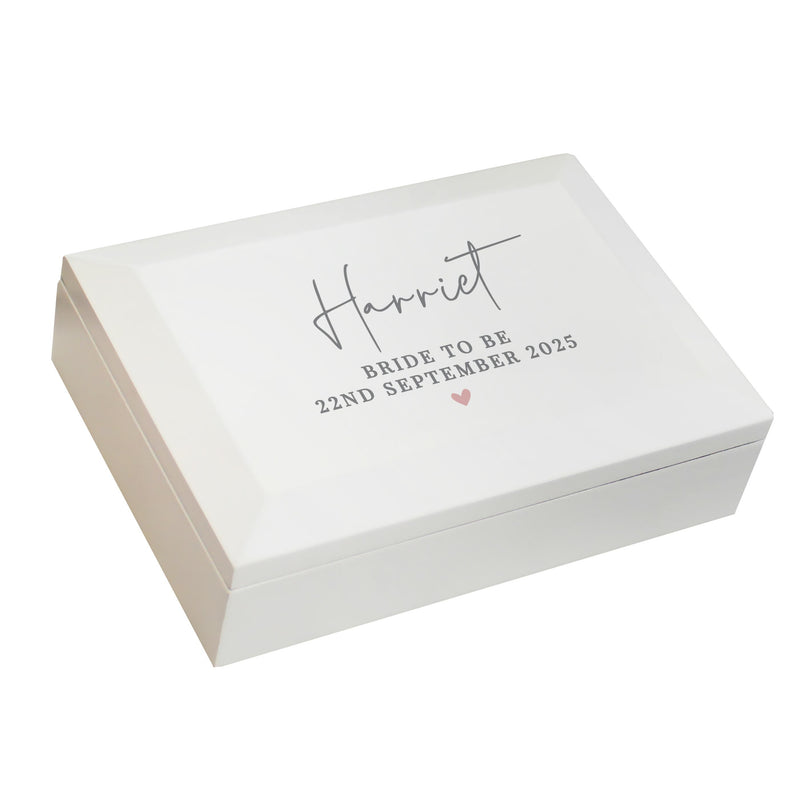 Personalised White Wooden Jewellery Box