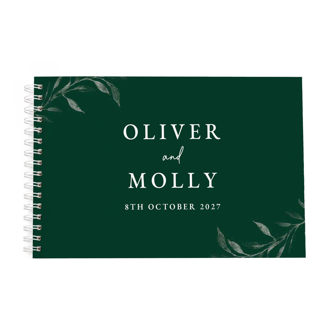 Personalised Botanical Evergreen Wedding Guest Book, The Personal Shop, personalised gifts