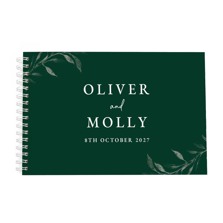 Personalised Botanical Evergreen Wedding Guest Book, The Personal Shop, personalised gifts