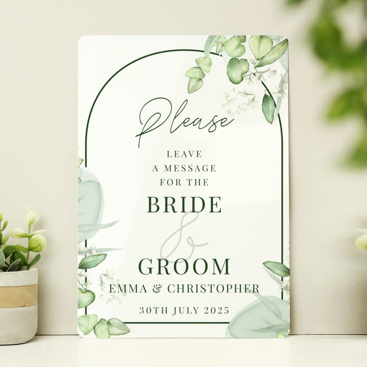 Personalised Botanical Wedding Metal Sign – alternative view