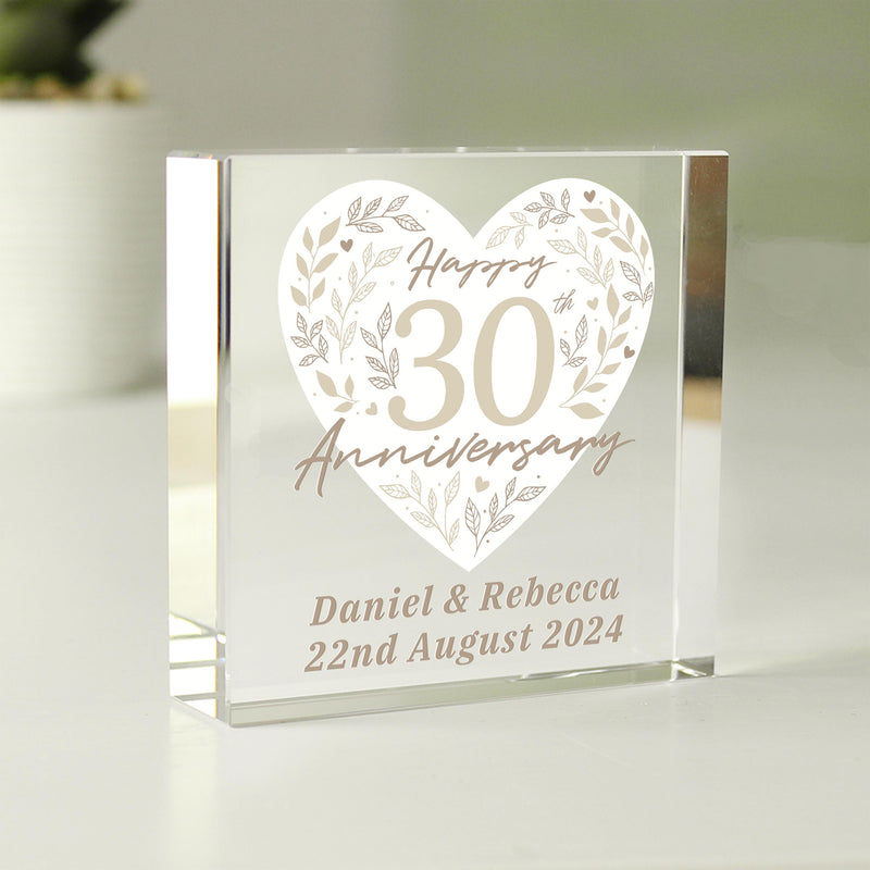 Personalised 30th Pearl Wedding Anniversary Crystal Token
