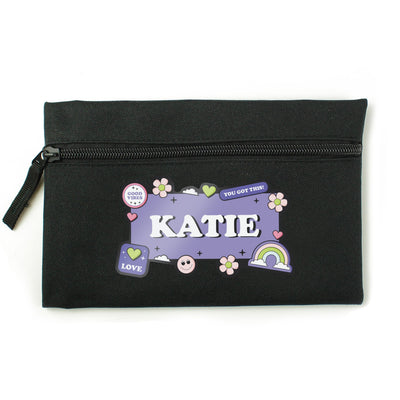 Personalised Good Vibes Black Pencil Case