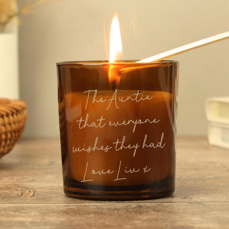 Personalised Engraved Message Amber Glass Candle