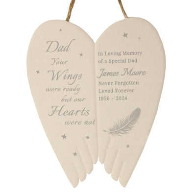 Personalised Memorial Angel Wings Hanging Ornament