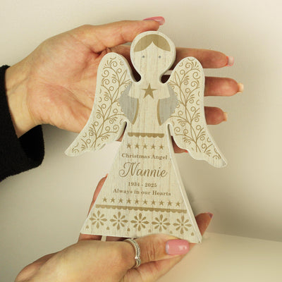 Personalised Christmas Angel Wooden Ornament