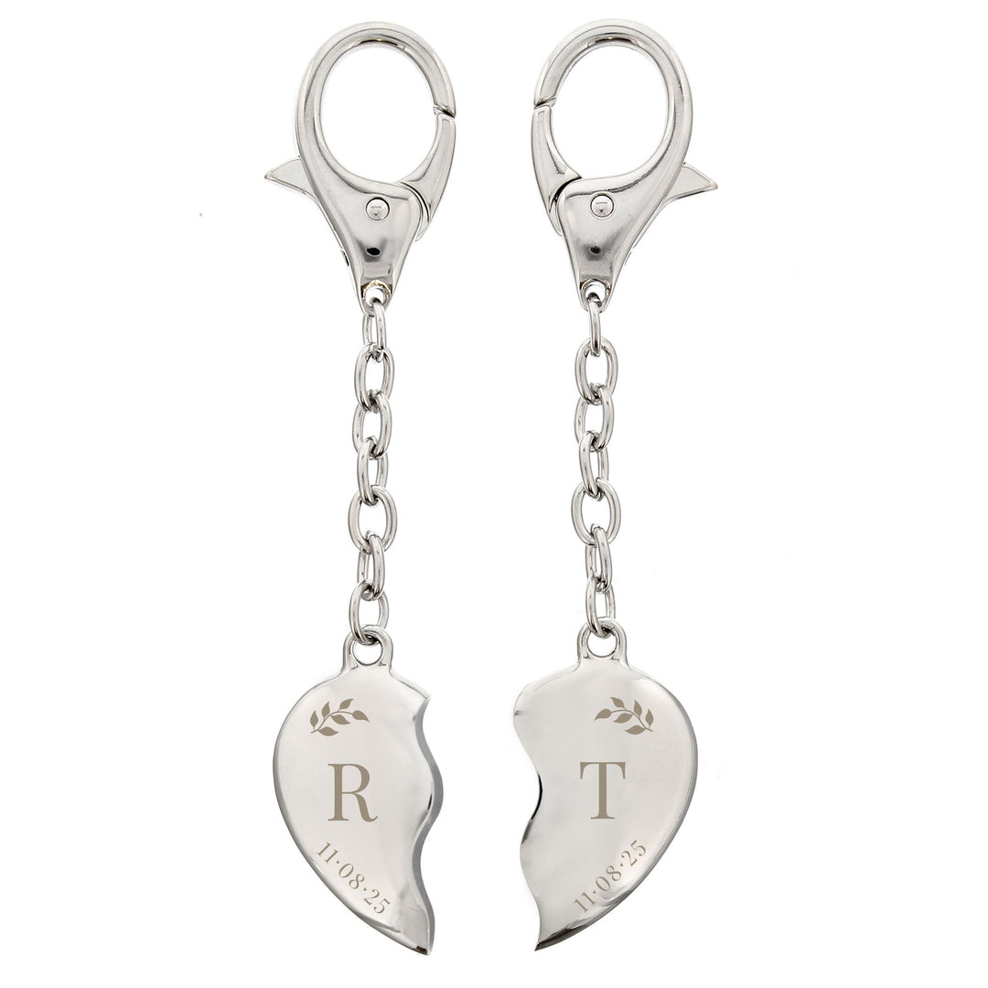 Personalised Foliage Two Hearts Keyring, The Personal Shop, personalised gifts