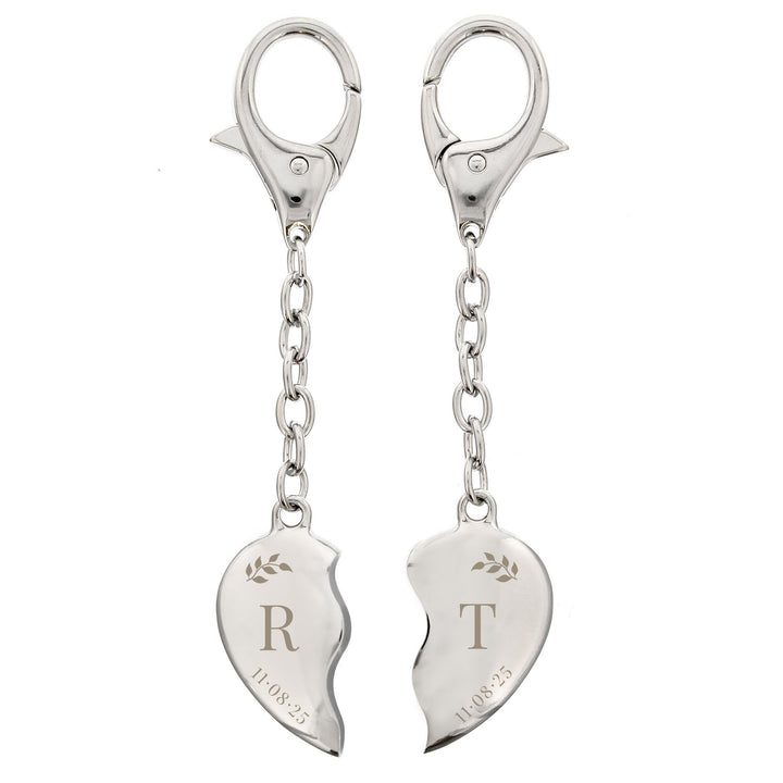 Personalised Foliage Two Hearts Keyring, The Personal Shop, personalised gifts