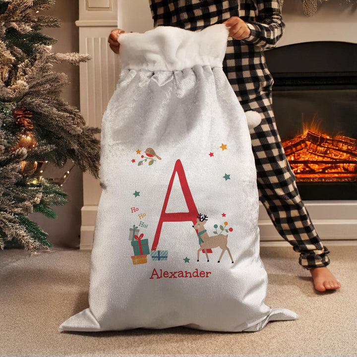 Personalised Initial Reindeer Christmas Sack – alternative view