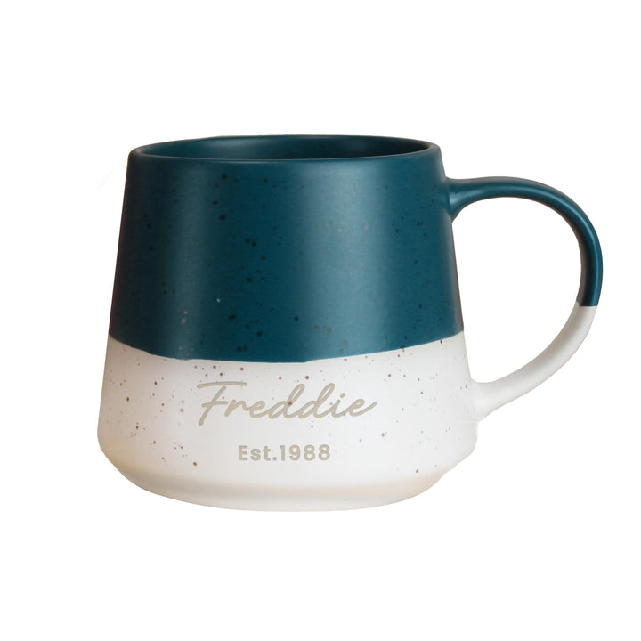 Personalised Message Blue Speckled Ceramic Mug, The Personal Shop, personalised gifts