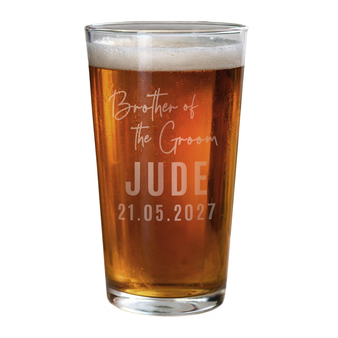 Personalised Brother of the Groom Elegant Pint Glass, The Personal Shop, personalised gifts