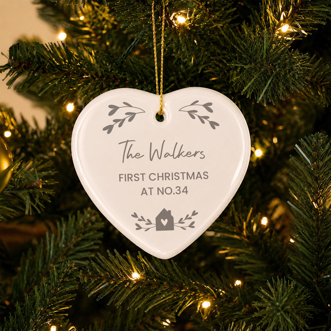 Personalised Little House Ceramic Heart Hanging Decoration, The Personal Shop, personalised gifts