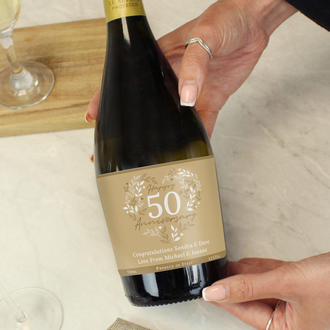 Personalised 50th Golden Wedding Anniversary Prosecco – alternative view
