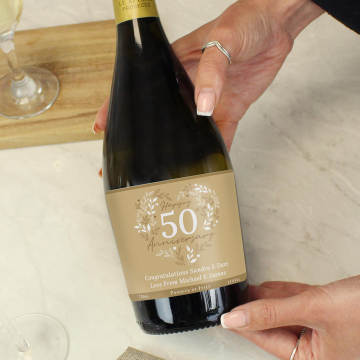 Personalised 50th Golden Wedding Anniversary Prosecco – alternative view