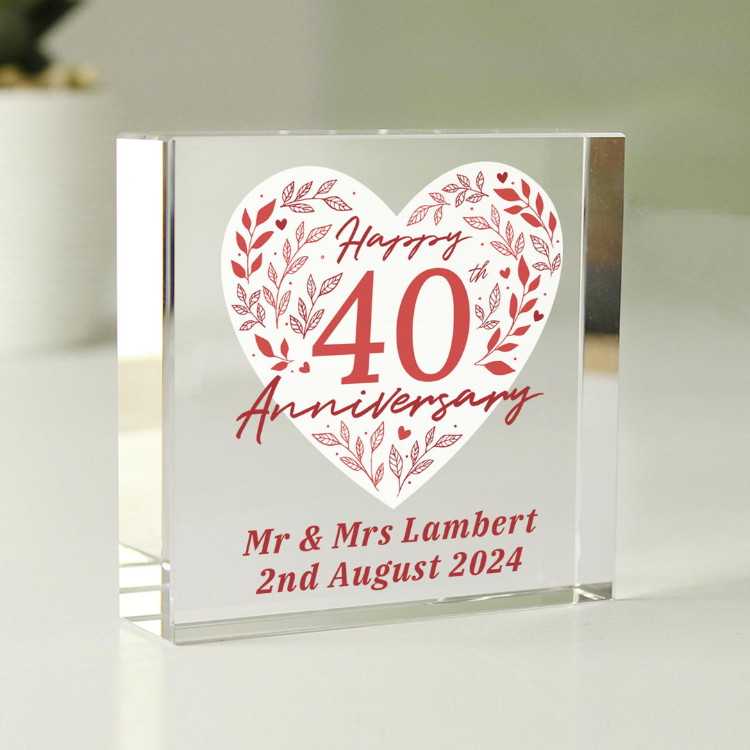 Personalised 40th Ruby Wedding Anniversary Crystal Token – alternative view