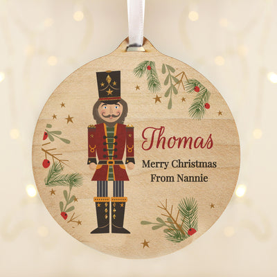 Personalised Christmas Nutcracker Wooden Bauble