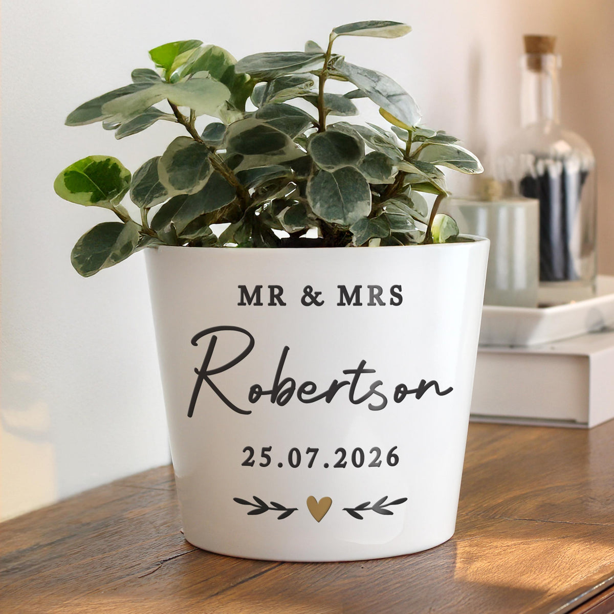 Personalised Gold Heart Large Plant Pot, The Personal Shop, personalised gifts