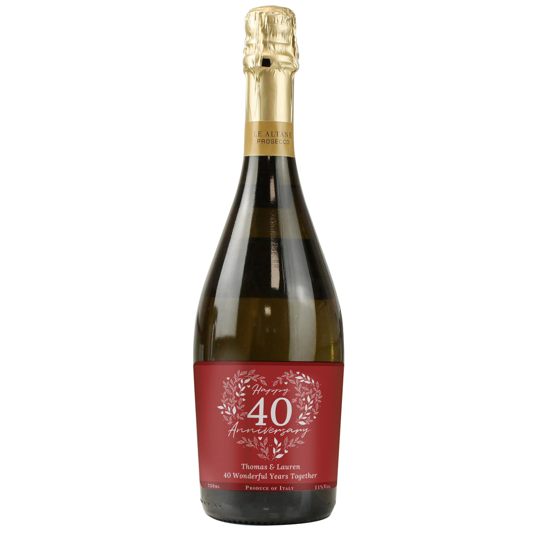 Personalised 40th Ruby Wedding Anniversary Prosecco – alternative view