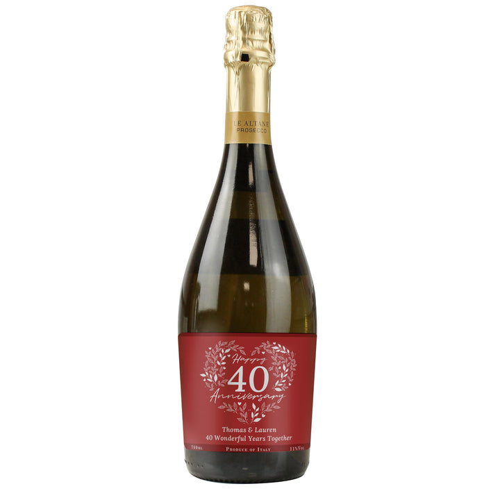 Personalised 40th Ruby Wedding Anniversary Prosecco – alternative view