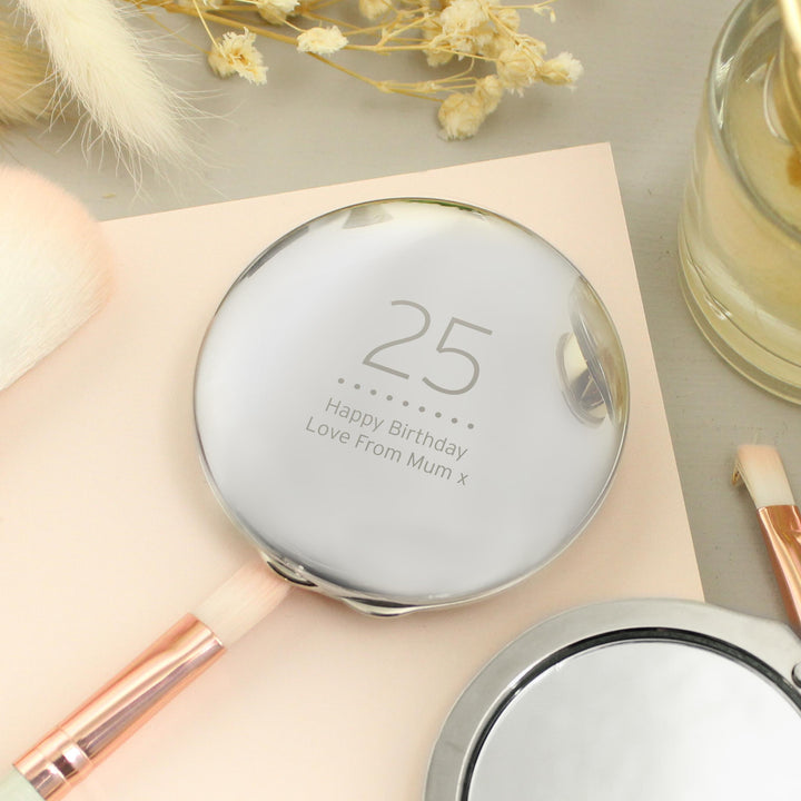Personalised Birthday Big Age Round Compact Mirror – alternative view