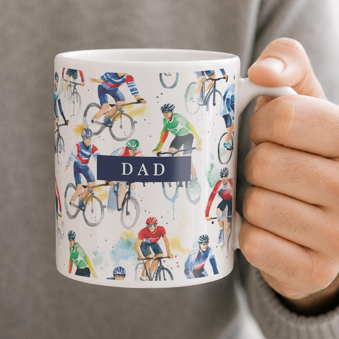 Personalised Cyclist Icons Mug, The Personal Shop, personalised gifts
