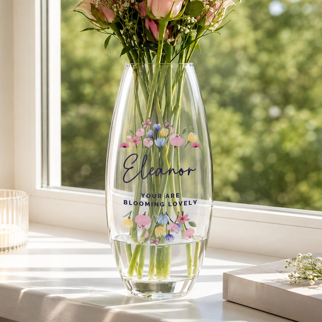 Personalised Bright Floral Bullet Vase, The Personal Shop, personalised gifts