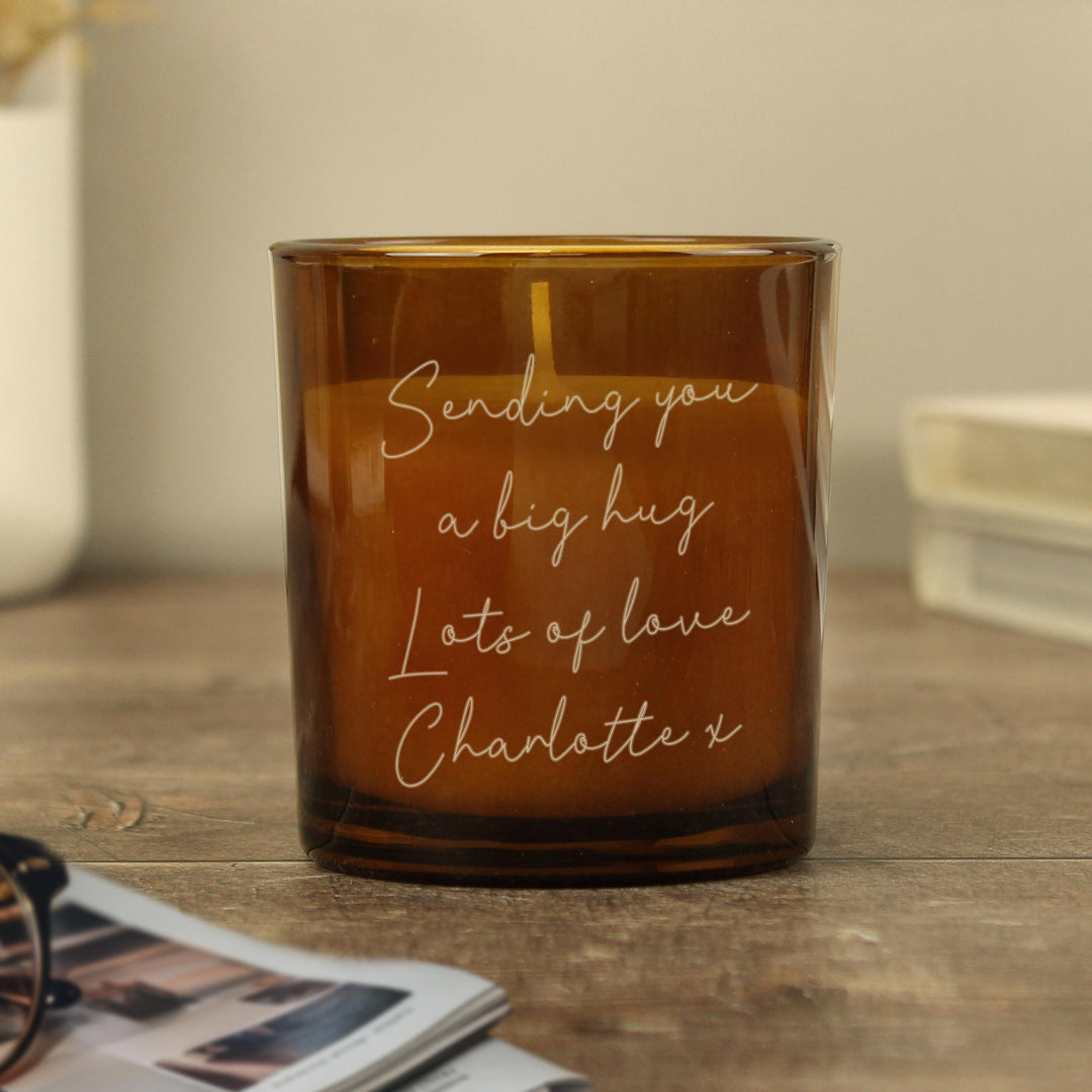 Personalised Engraved Message Amber Glass Candle – alternative view