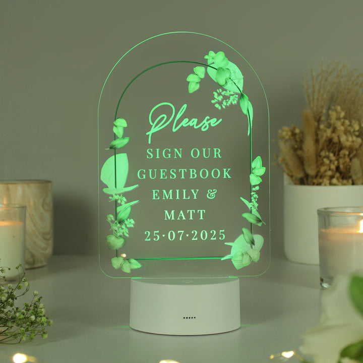 Personalised Botanical Wedding LED Colour Changing Light – alternative view