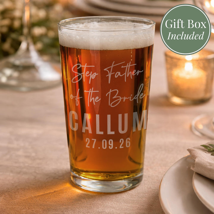 Personalised Wedding Elegant Pint Glass, The Personal Shop, personalised gifts
