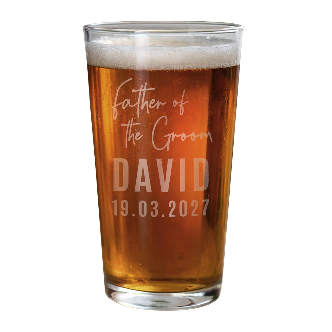 Personalised Father of the Groom Elegant Pint Glass, The Personal Shop, personalised gifts