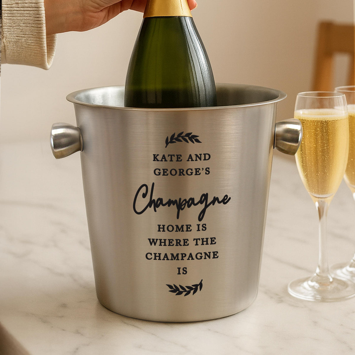 Personalised Free Text Stainless Steel Ice Bucket, The Personal Shop, personalised gifts