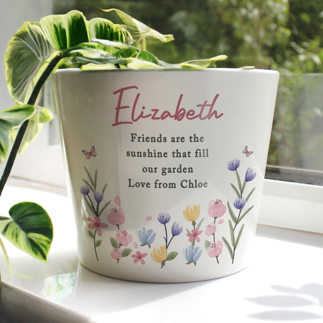 Personalised Pretty Floral Large Plant Pot, The Personal Shop, personalised gifts