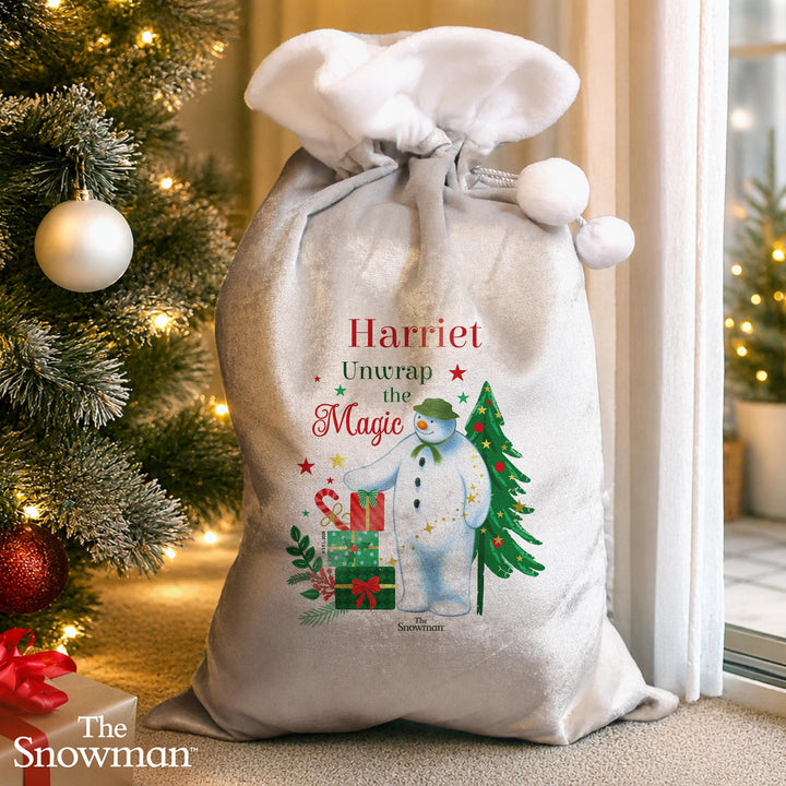 Personalised The Snowman Christmas Wishes Fleece Sack