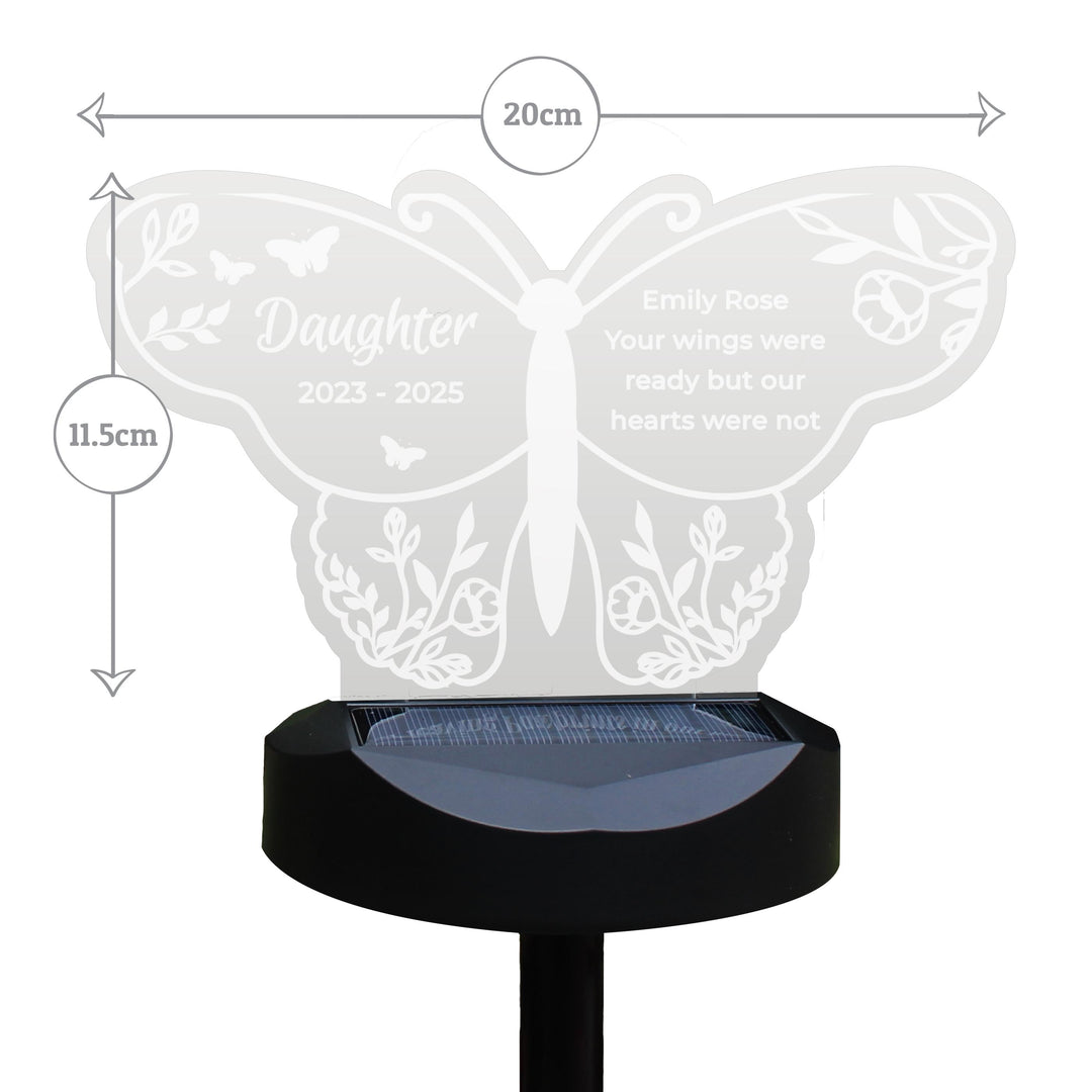 Personalised Butterfly Memorial Solar Light – alternative view