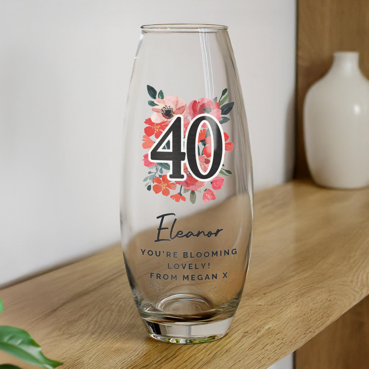 Personalised Floral Big Age Bullet Vase, The Personal Shop, personalised gifts