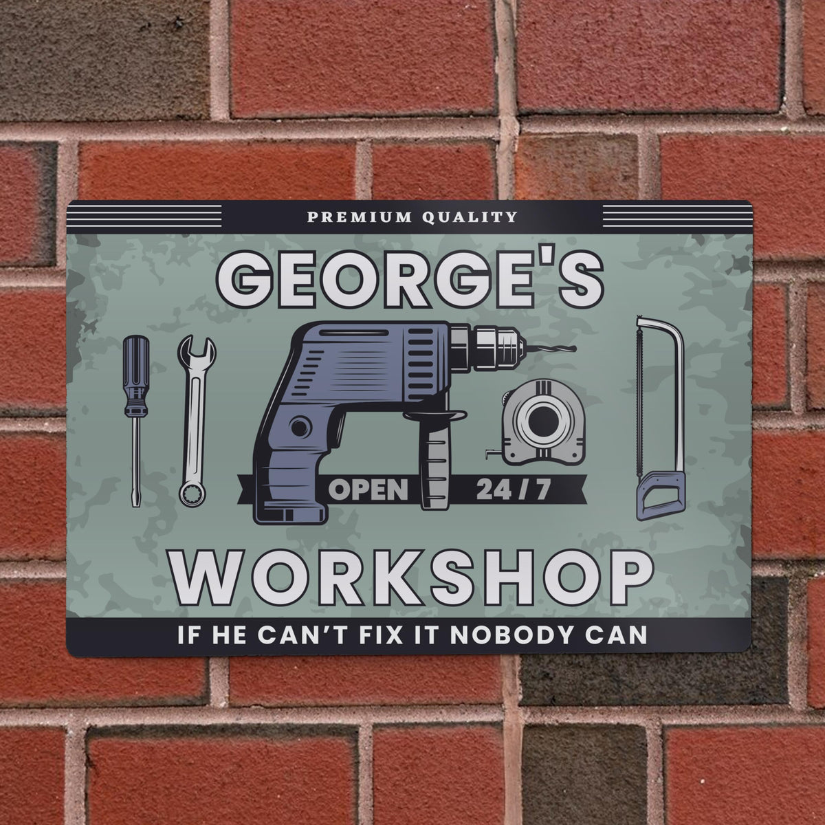 Personalised Workshop Metal Sign – alternative view