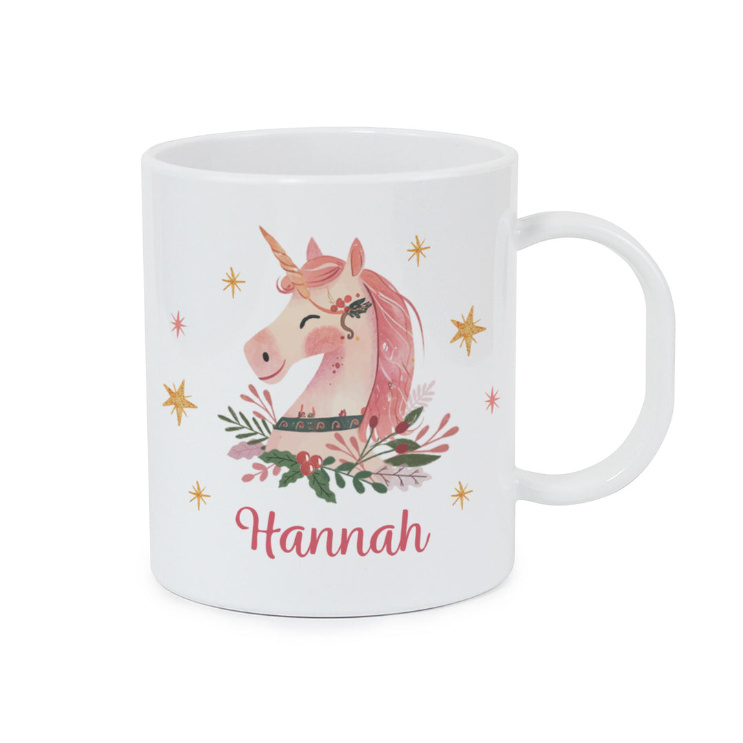 Personalised Unicorn Christmas Plastic Mug – alternative view