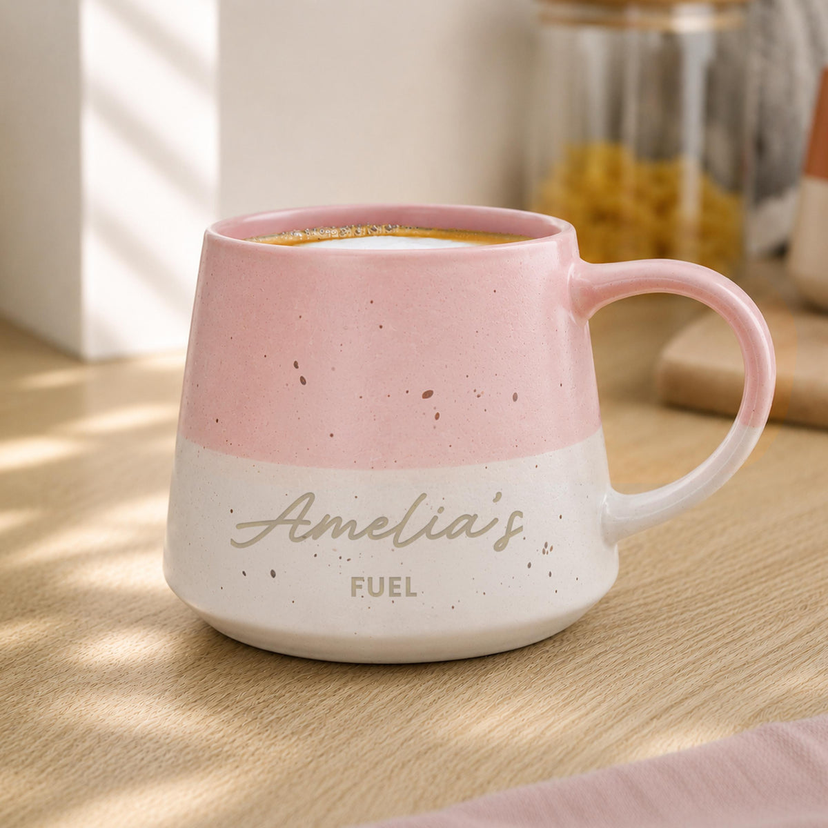 Personalised Message Pink Speckled Ceramic Mug, The Personal Shop, personalised gifts