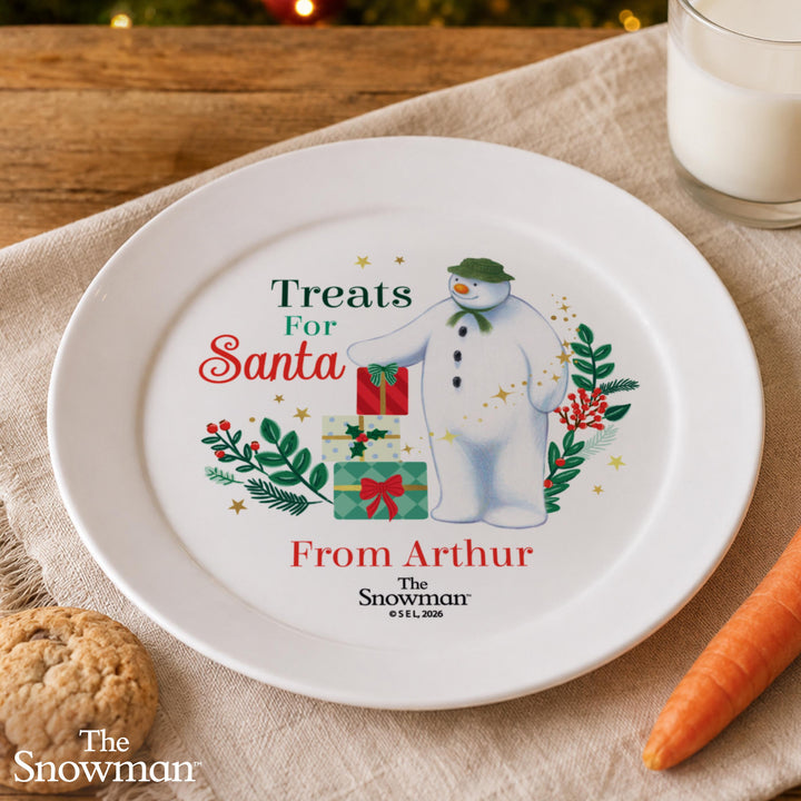 Personalised Snowman Treats for Santa Plastic Plate