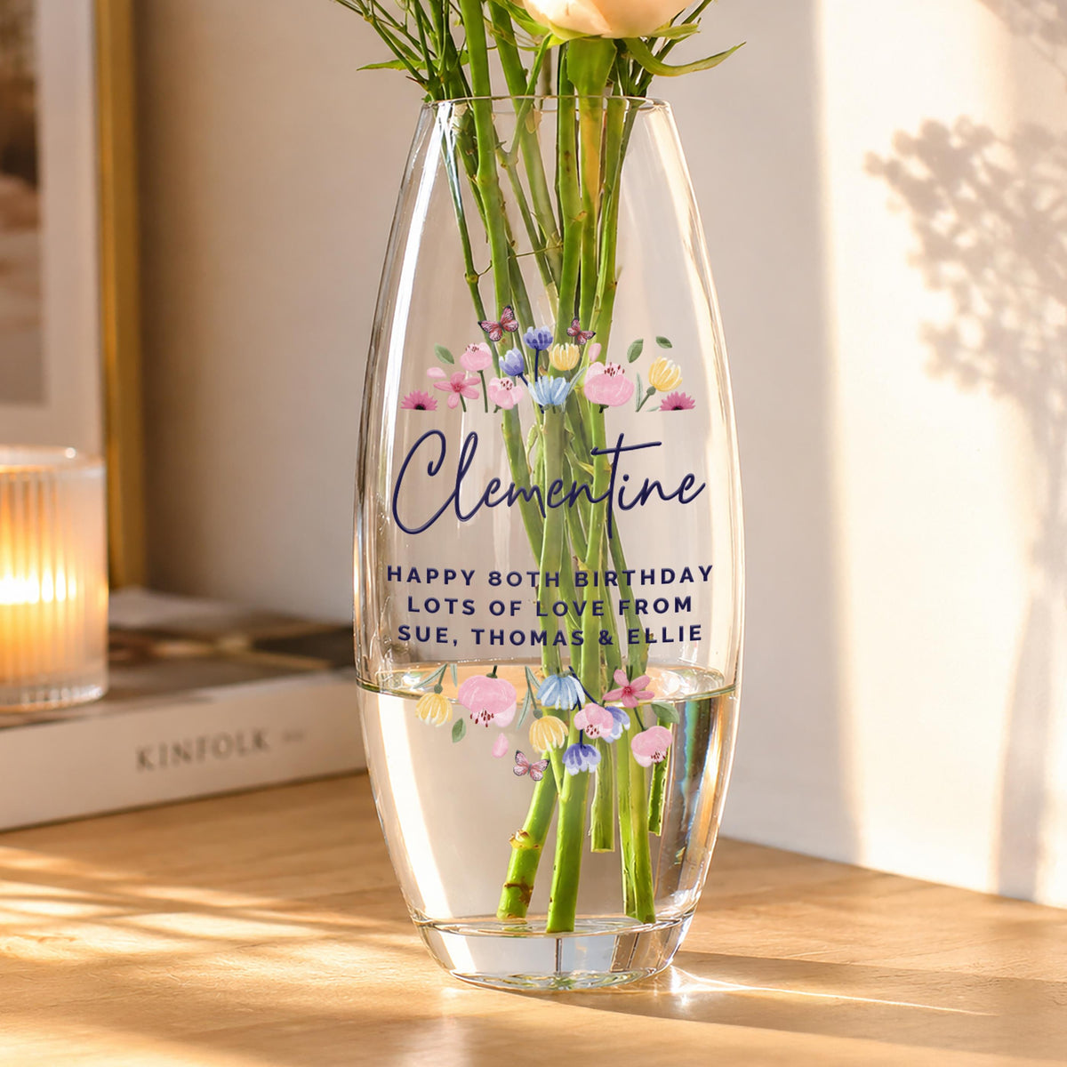 Personalised Bright Floral Bullet Vase, The Personal Shop, personalised gifts