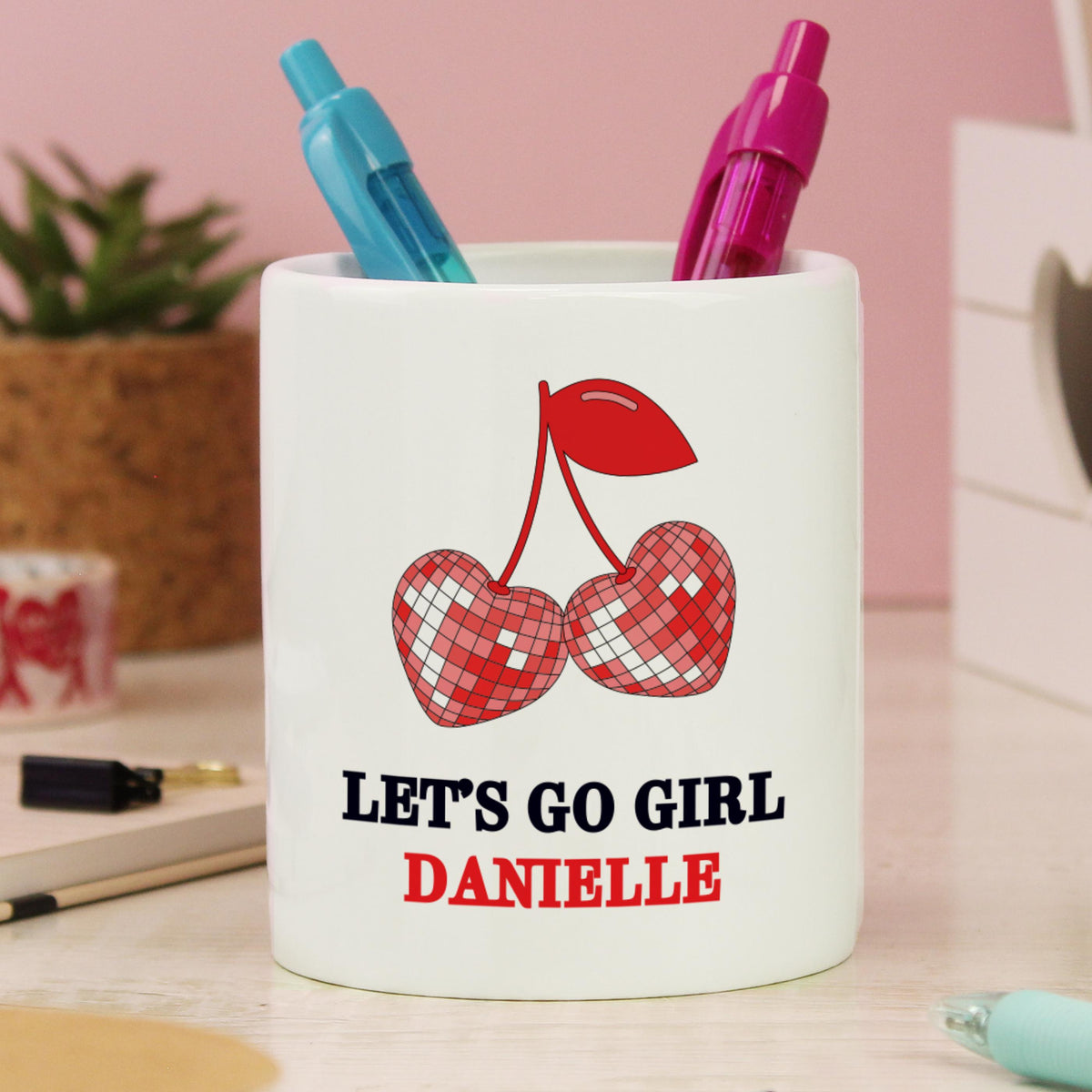 Personalised Cherry Make Up Brush Holder – alternative view