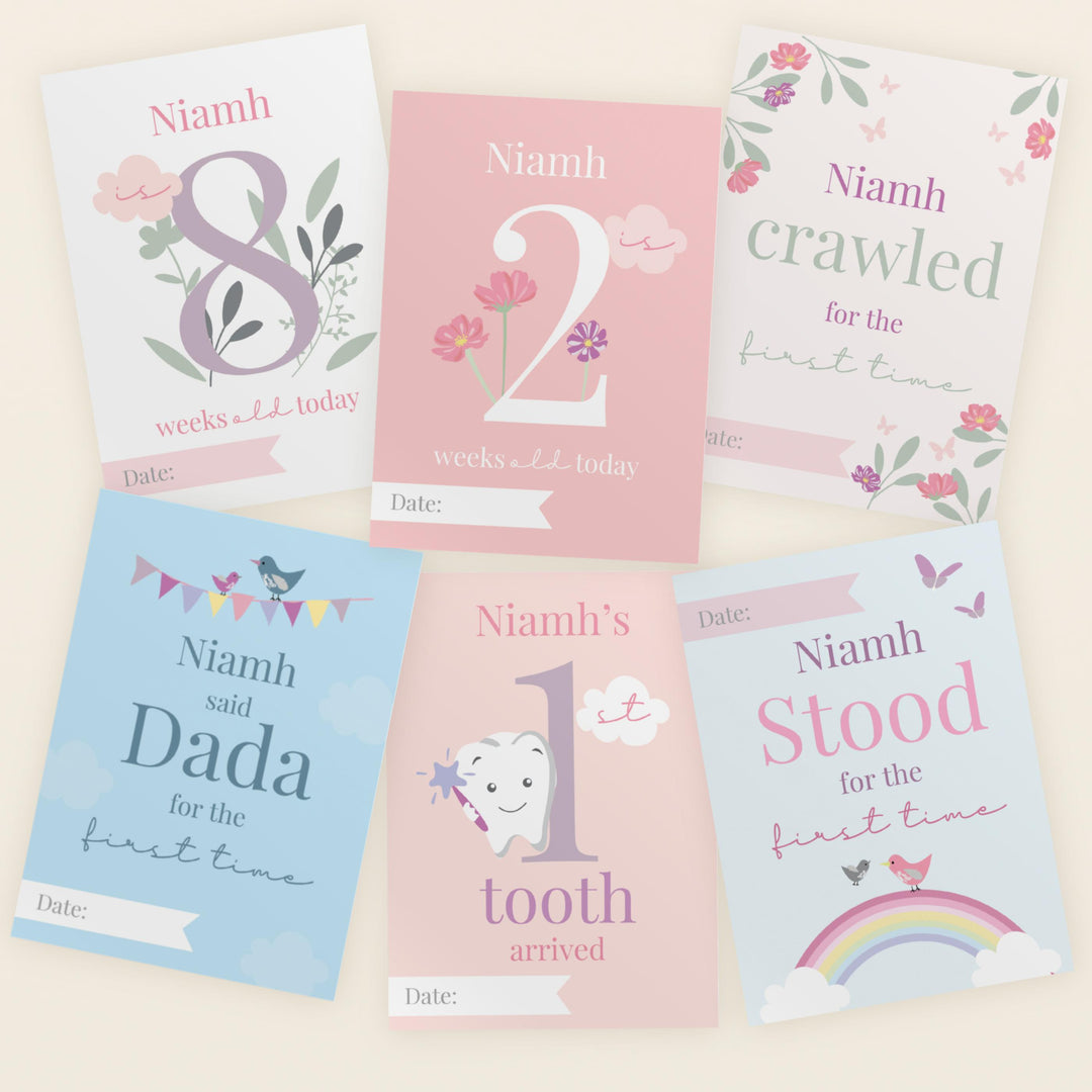 Personalised Fairy Princess Baby Milestone Cards – alternative view