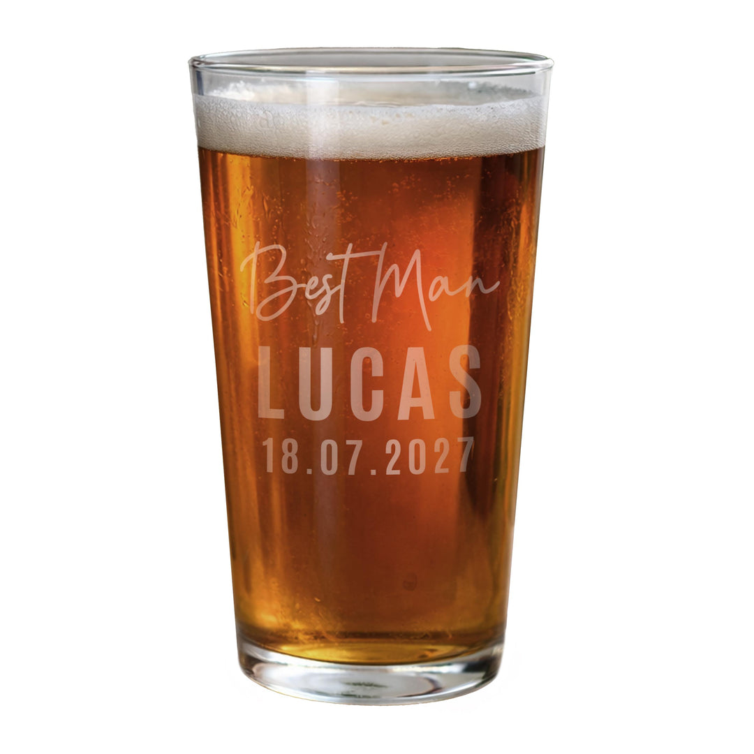 Personalised Best Man Elegant Pint Glass, The Personal Shop, personalised gifts