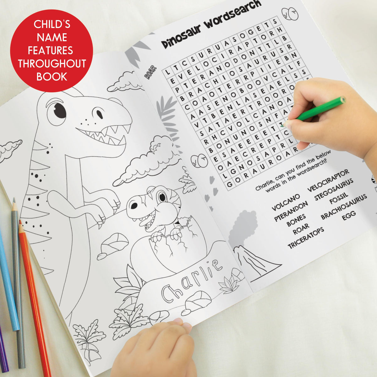 Personalised Dinosaur Colouring Book – alternative view