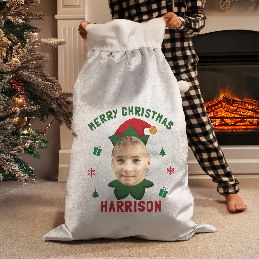 Personalised Photo Upload Elf Christmas Sack – alternative view